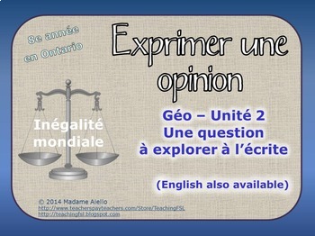 Preview of Géographie - Tâche écrite - Comment améliorer des inégalités du monde