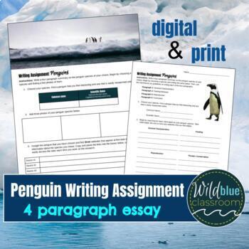 Preview of Writing Assignment on Penguins - 4 paragraph essay for Marine Science