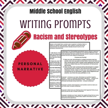 Preview of Writing Assignments over Racism and Stereotypes (Personal Narratives)