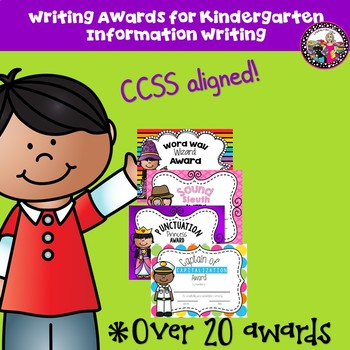 Preview of Writing Award for Kindergarten Editable