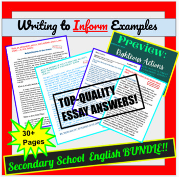Preview of Writing BUNDLE on Informative Texts Sample Answers for Secondary School English