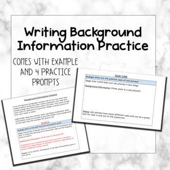 Preview of Writing Background Information Practice