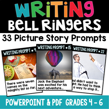 Preview of Picture Writing Prompt Bell Ringer Worksheets Distance Learning