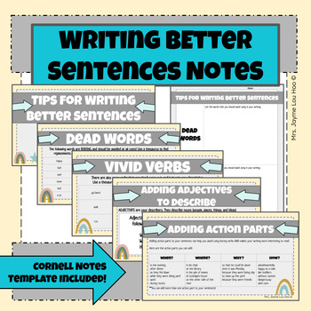 Writing Better Sentences Slide Deck & Notes Template By Mrs Jayme Lou Hoo