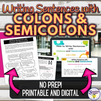 Preview of Writing Better Sentences with Colons & Semicolons | Google Slides™ and Print