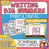 Writing Big Numbers Task Cards - Audio Support for Print (