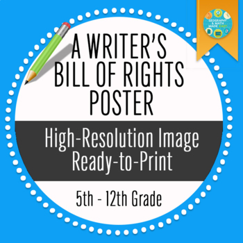 Preview of Writing Bill of Rights Poster for Middle School and High School Students