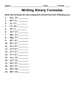 Writing Binary Formulas by Free Teacher Stuff TpT