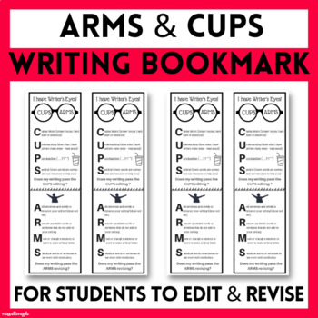 Preview of Writing Bookmarks: ARMS & CUPS Editing and Revising Checklist 