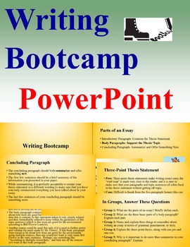 Preview of Writing Bootcamp: PowerPoint on How to Write Well (27 slides!)