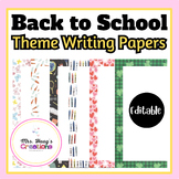 Editable Writing Border Papers Back to School Theme