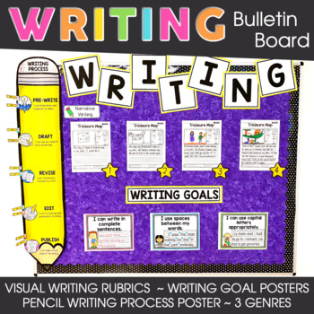 Preview of Writing Bulletin Board | Writing Process | Visual Writing Rubric | Writing Goals