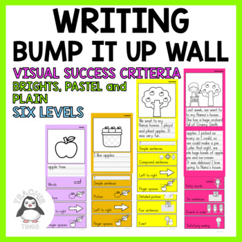 Preview of Writing Bump It Up Wall | Writing Goals Visual Rubric | Student Writing Goals