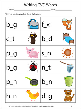 Writing CVC, CCVC and CVCC Words Worksheets by Read for Success | TPT