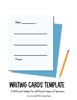 Preview of Special Education Writing Cards Template Easy prep