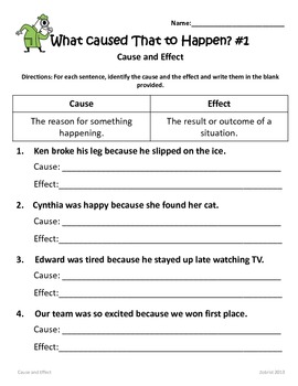 Writing Cause and Effect Sentences: 1st-3rd Grade Common Core Practice ...