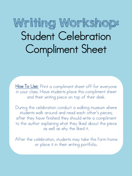 Preview of Writing Celebration Compliment Page