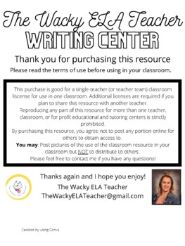 Preview of Writing Center Bulletin Board and Resources