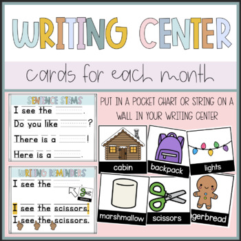 Preview of Writing Center Cards | Monthly Writing Words