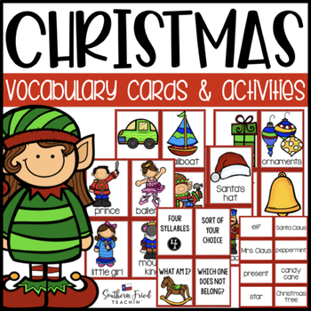 Preview of Writing Center Christmas Word Cards & Activities