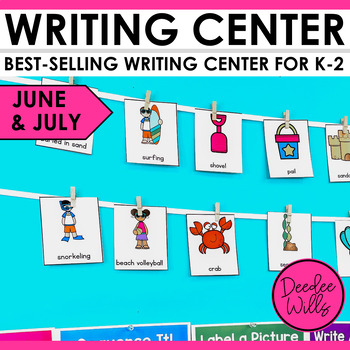 Preview of Summer Writing Activities Vocabulary Cards Kindergarten Writing Center June July