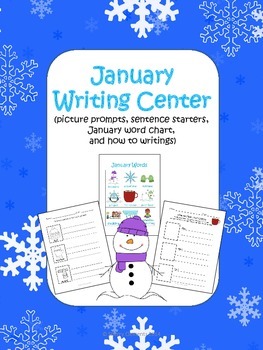 Preview of Winter Writing Center | Picture Prompts | Word Chart | How To Writing