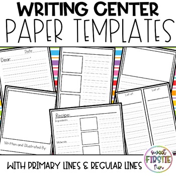 Preview of Writing Center Paper Templates | Writing Station | Primary Lined Paper