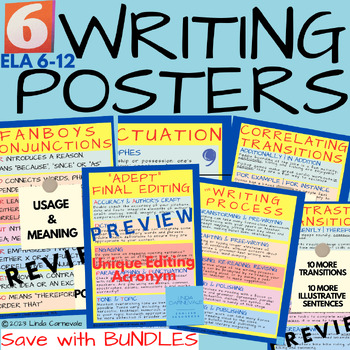 Preview of Year Long Writing Center Posters and Lessons for ELA Bulletin Board BUNDLE