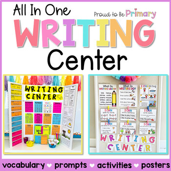 Preview of Writing Center Activities, Prompts, Posters, Paper Kindergarten 1st & 2nd Grade