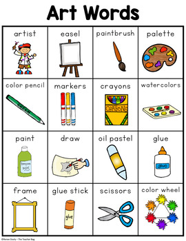Writing Center Word Lists - Art Words by Renee Dooly | TpT