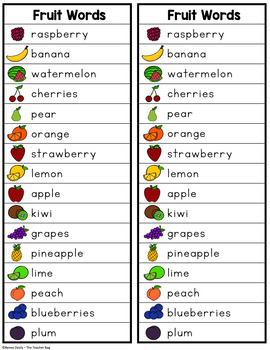 Fruit Words by Renee Dooly | Teachers Pay Teachers