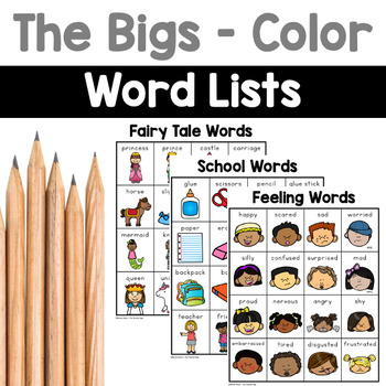 Preview of Word Lists- Just the Bigs - color version