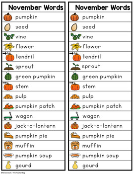 Pumpkin Words by Renee Dooly | Teachers Pay Teachers