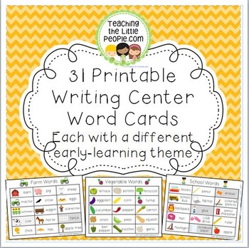 Preview of Writing Center Word Cards for 32 Different Early Learning Themes