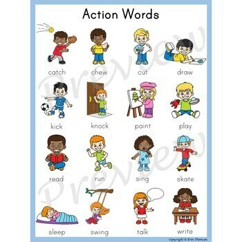 Writing Center Word List ~ Action Words by Erin Thomson's Primary