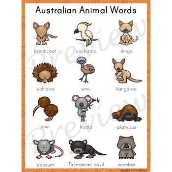 Writing Center Word List ~ Australian Words | TpT