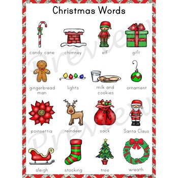 Writing Center Word List ~ Holiday Words {Christmas} | TpT
