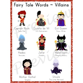 fairy villains tale list writing word words center preview