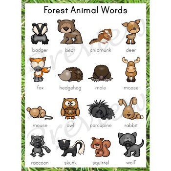 forest animals list