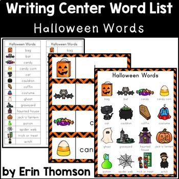 Preview of Writing Center Word List ~ Holiday Words {Halloween}