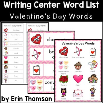 Preview of Writing Center Word List ~ Holiday Words {Valentine's Day}