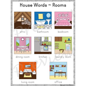 Writing Center Word List ~ House Words {Rooms} | TpT