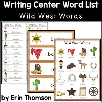 Writing Center Word List ~ Wild West Words by Erin Thomson's Primary ...