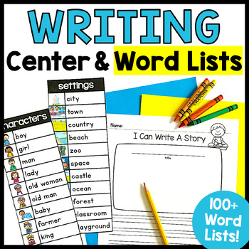 Preview of Kindergarten First Grade Writing Centers, Wall, Writing Paper, Sentence Starters