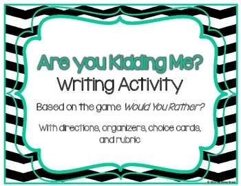 Preview of Writing Activity or Literacy Center: Are You Kidding Me? {w/ cards, planner}
