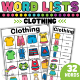 Writing Center word lists - Clothing theme