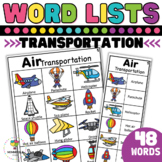 Writing Center word lists - Transportation theme