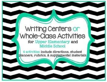 Preview of Writing Centers Bundle: Set of 4 w/ rubrics, planners, more