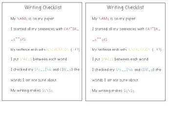 Preview of Writing Check List