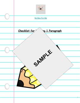 Preview of Writing Checklist 1 Paragraph